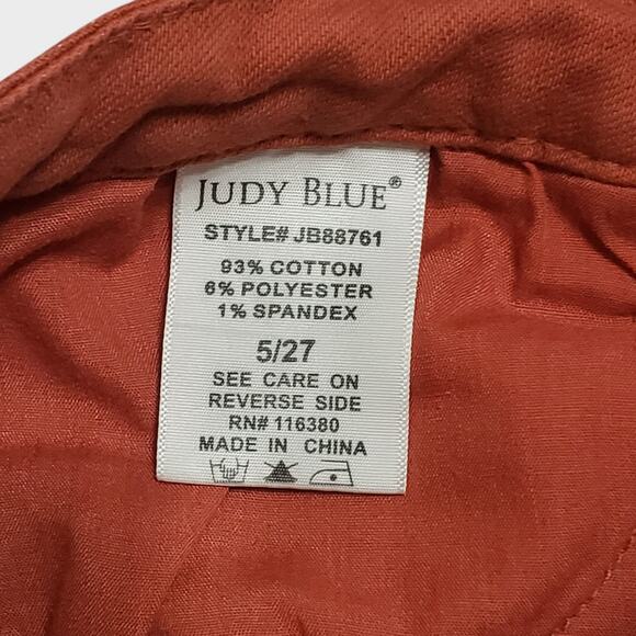Judy Blue Terracotta Mid Rise Slim Bootcut Jean Sz 5/27 Orange Garment Dyed - Picture 7 of 12